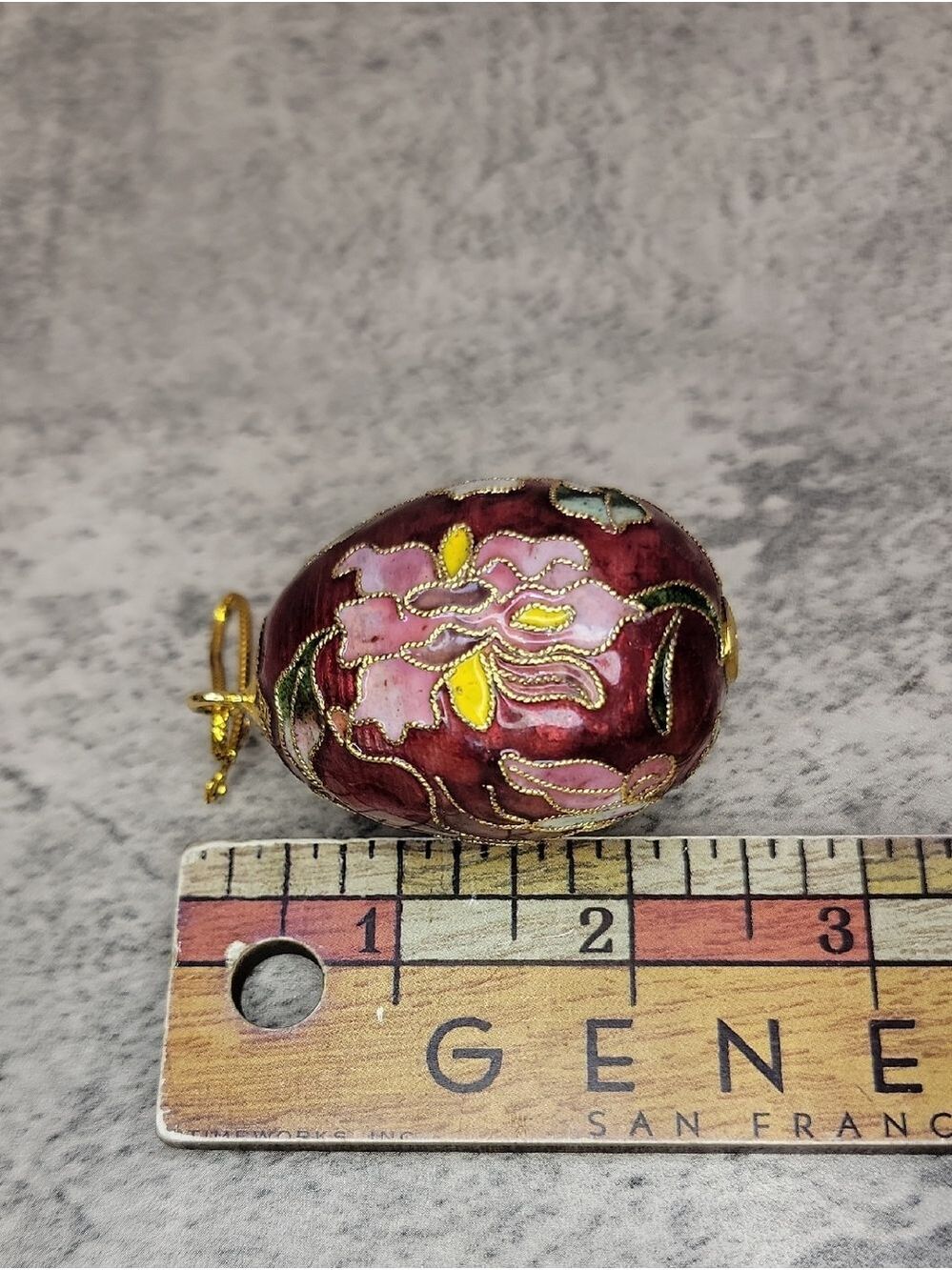 Vintage Floral Cloisonné Egg Ornament - Picture 7 of 11